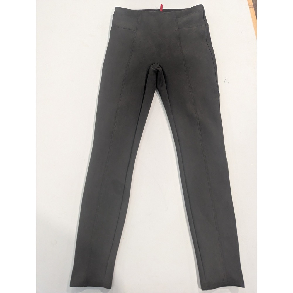 SPANX Stretch Faux Suede Leggings Chocolate Brown Medium Mid Rise Ankle